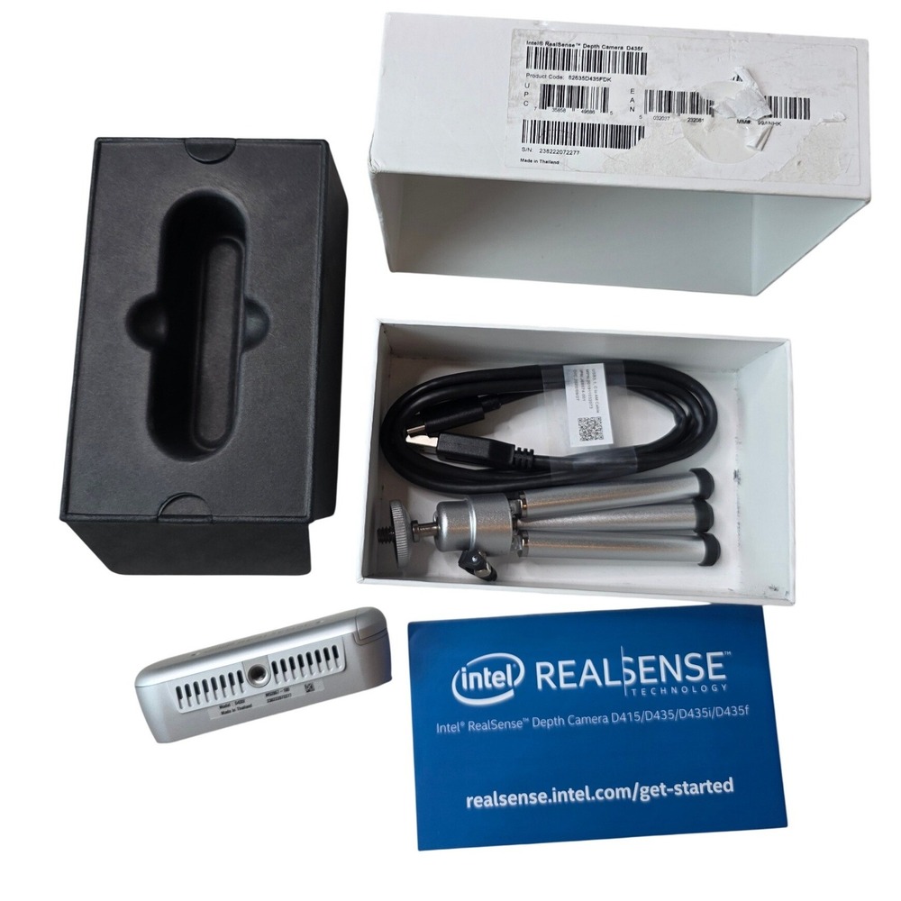 Intel RealSense Depth Camera D435f Silver 82635D435FDK with Tripod and Cable A4